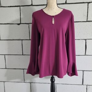 BUNDLE SALE! Ann Taylor Keyhole Bell-Sleeve Top in Plum Sz XL